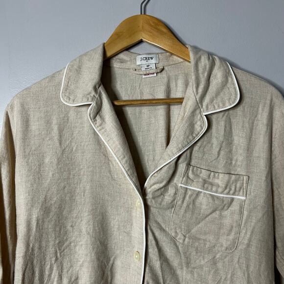 J. Crew Cream Beige Pajama Set Women’s Small Petite Cozy Classic Long Sleeve - Picture 3 of 6